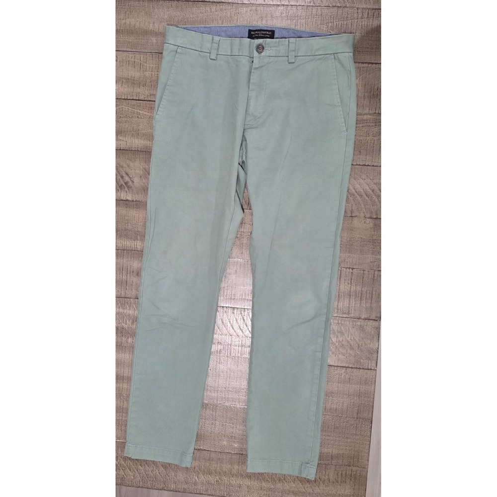 Banana Republic Pants Men 32 x 32 Green Cotton Blend Stretch Fulton Skinny Chino